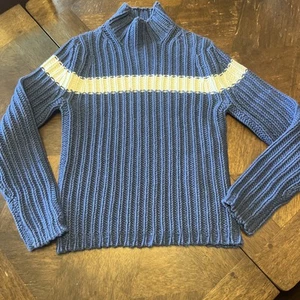 Vintage Tommy Hilfiger 2004 Strick Pullover Mock Neck Blau Weiß Unisex Medium - Bild 1 von 6