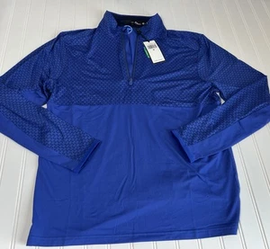 RLX Ralph Lauren Mens Midweight 1/4 Zip Golf Pullover Blue Medium NEW 691 - Picture 1 of 4
