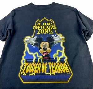 T-shirt vintage Twilight Zone Torre del Terrore Disney Topolino anni 90 uomo taglia L - Foto 1 di 13