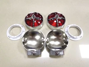 Chrome Turn Signal Light Housing Red Lens Covers For Harley Electra Glide FLHT - Picture 1 of 6