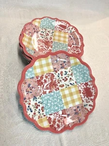 8 NWT Walmart Pioneer Woman Melamine Scalloped  Patchwork Medley Dinner Plate - Picture 1 of 6