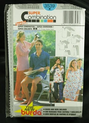 Burda Super Combination Sewing Pattern 3539 Nightgown Shirt Pant Uncut FREE SHIP - Image 1 of 3