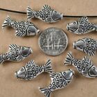 8pcs Tibetan Silver color Fish design Charm Beads 22x10x5mm  h3739