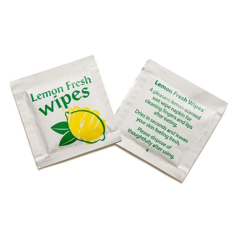 CONCEPT4U 50 Lemon Fresh Handy Wet Hand Wipes Takeway Travel Party Face Camping Food