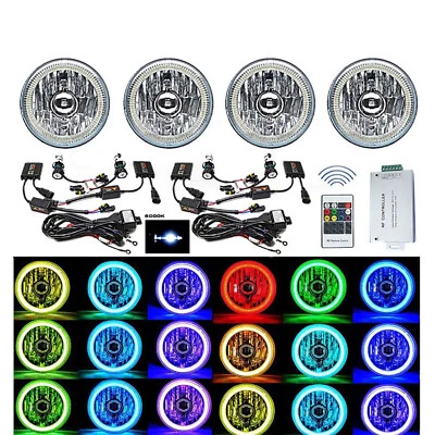 Juego de faros 5-3/4" RF RGB COB LED cambio de color halo ojo de ángel 6000K HID Foto 1 de 4