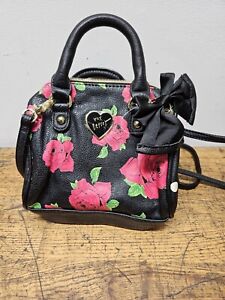Betsey Johnson Mini-satchel Roses Polka Dot Sides Convertible Cross Body Bag XoX