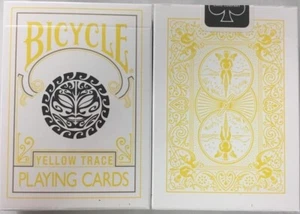 Rare Bicycle Yellow Aztec Sun & Moon Trace Poker Playing Cards Rider Back Deck - Picture 1 of 3