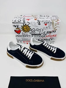 New Dolce & Gabbana Blue Portifino Suede Shoe Sneakers Size 39 NIB COA - Picture 1 of 16
