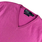 VTG Polo Ralph Lauren Męski 100% kaszmirowy sweter z dekoltem w serek różowy • Średni
