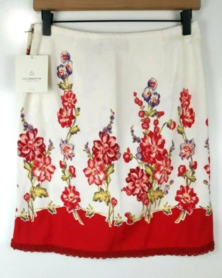 NWT LIZ CLAIBORNE Womens Flea Market Finds Floral Skirt Sz 6 Petite 100% Cotton - Image 1 of 4