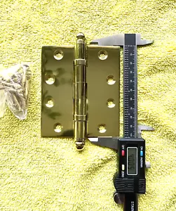 Polished Solid Brass Door Hinge Ball Bearings 4"x3.5 " with Decorative - Picture 1 of 2