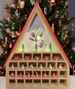 Target Wood Christmas SKI SCENE 18” ADVENT CALENDAR: Pockets • Timed Lights - Picture 1 of 16