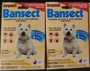 Lot of 2 Sergeants Bansect Squeeze-On Flea & Tick Control Small Dogs | 7-33 lbs - Picture 1 of 2