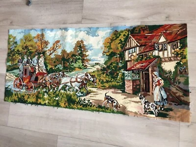 ancienne tapisserie vintage canevas  au demi point: 103 X 48 cm ( F74) - Photo 1/4