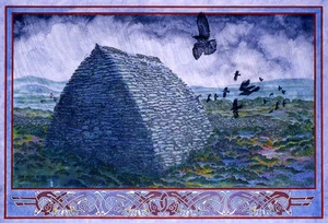 IRISH CELTIC LANDSCAPE GALLARUS ORATORY, Co.KERRY. 16x11 By Jim FitzPatrick  - Picture 1 of 5