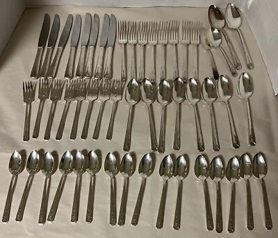 Community Oneida 1940s Silver Plate MILADY 52 pc Flatware Set Service for 8 Vtg - Image 1 of 4