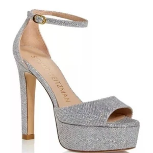 Stuart Weitzman Discoplatform Shimmery High-Heel Sandals Size 7.5 - Picture 1 of 8