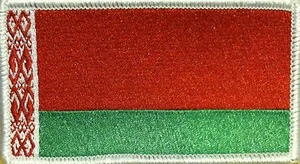 BELARUSSISCHE Flagge Militär Aufnäher mit Haken Kleber Verschluss WEISS Rand #24 - Bild 1 von 1
