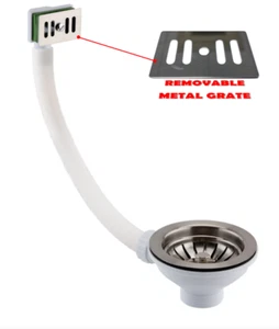 90mm Basket Strainer Waste for Ceramic Belfast Sink & Rectangular Overflow Grill - Picture 1 of 4