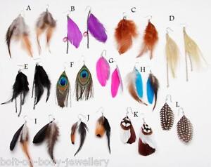 Long Feather Earrings Surgical Steel