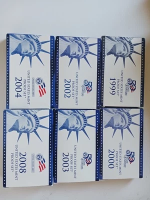 Six (6) 1999-2008-S US Mint Proof Sets w/OGP Original Government Packaging & COA - Image 1 of 3