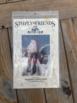 Simply Friends Santa Claus Pattern #117 "Making a Delivery" Santa Doll & Wagon - Image 1 of 2