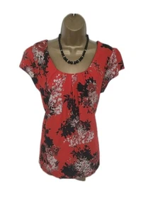 STUNNING TUNIC TOP BLOUSE by WALLIS UK 16 VGC RED MIX FLORAL ZIP CHIFFON RELAXED - Picture 1 of 13