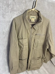 Vtg LL Bean Jacket XL Tall Safari Utility Khaki Hunting Photo Fishing Chore - Picture 1 of 15