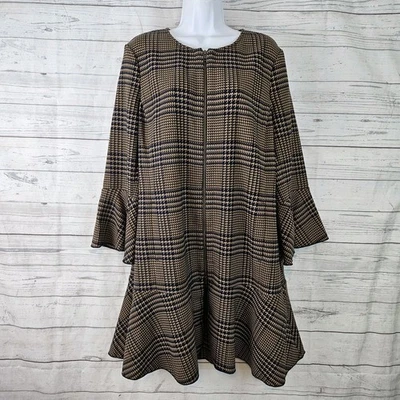 Cabi 3902 женщин волан куртка Sz большой коричневый синий полный молнии 3/4 рукав - Изображение 1 из 4