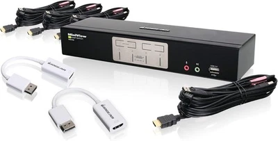 IOGEAR 4-Port HDMI & DisplayPort KVMP Kit with USB Hub & Audio, NEU, OVP - Bild 1 von 4