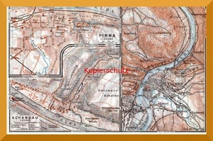 Pirna, Schandau, Tetschen +100 Jahre alte Pläne+ Sächs. Schweiz, Decin, Böhmen - Bild 1 von 5