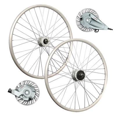 Laufrad 26 Satz Set Shimano Dynamo C3000 Nexus 8 Gang C6000 Rollenbremse silber - Bild 1 von 4