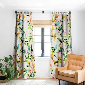 1 pc Blackout Window Curtain Panel, Flowered, 50" x 84" - Picture 1 of 3