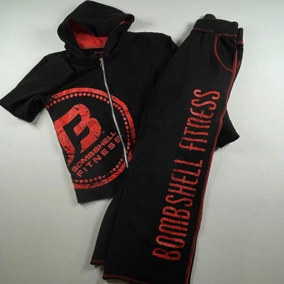 Conjunto de chándal Bombshell Fitness para mujer talla pequeña cremallera completa con capucha pantalones deportivos Foto 1 de 4