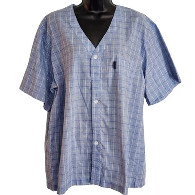 IZOD Sleepwear Button-Down Pajama Top Short Sleeve Loungewear Blue Size L - Image 1 of 4