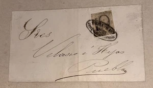2 reales Scott 8 cover Puebla oval cancel Diligencias Generales de Mexico 1863 - Picture 1 of 3