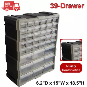 39-Drawer Plastic Small Parts Organizer Desktop or Wall Storage Drawers, Black - Picture 1 of 9