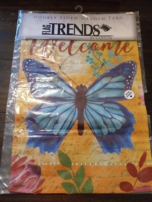 Bandera de jardín Flagtrends Butterfly Welcome 12,5x18 pulgadas doble cara Foto 1 de 2