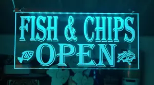 Fish and Chips light up shop window led sign open neon advertisement - Picture 1 of 7