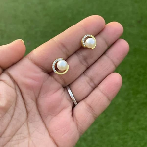 Silver Pearl Earrings | Pearl Stud Earrings | Wedding gift | Free Gift - Picture 1 of 5
