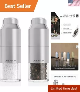 Salt and Pepper Grinder Set Stainless Steel with Adjustable Grinder I Bottle ... - Picture 1 of 9