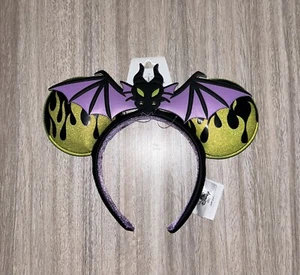 New Disney Minnie Ears Headband Maleficent Dragon Glitter Leather +Map 2024 DLR - Picture 1 of 7