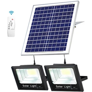 2 in1 LED Flutlicht Solarlicht Scheinwerfer Lampe Mit Fernsteuerung Dusk to Dawn - Bild 1 von 13