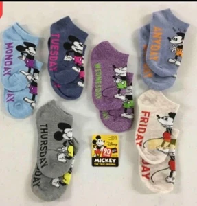 Disney Girls Days of the Week Set of 6 Pair No Show Socks Shoe Size 10-4 New - Picture 1 of 4
