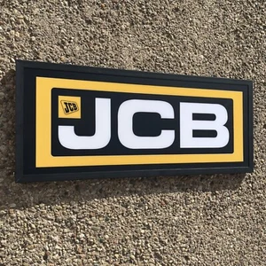 JCB GARAGE SIGN BADGE EMBLEM LED ILLUMINATED LIGHT UP DIGGER BACKHOE EXCAVATOR - Picture 1 of 24