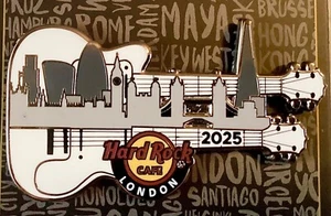 2025 HARD ROCK CAFE LONDON SKYLINE DOPPELHALS GITARRE LE PIN - Bild 1 von 2