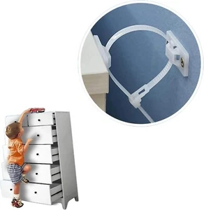 ANTI TIP FURNITURE BRACKETS SAFETY WALL STRAPS ANCHOR BABY/CHILD PROOF FREE P&P - Picture 1 of 7