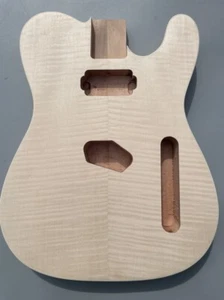 Unfinished Guitar Body Mahogany Flame Maple Veneer DIY Guitar Replacement - Picture 1 of 8