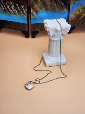 Vtg YVEL Diamond & Heart Shaped Pearl 18k 750 White Gold Wheat Chain Necklace - Image 1 of 4