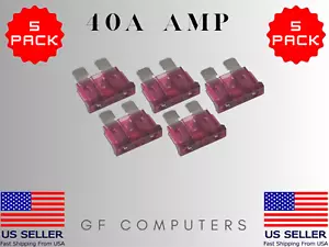 5 Pack 40 AMP ATC/ATO STANDARD Regular FUSE BLADE 40A CAR TRUCK BOAT MARINE RV - Foto 1 di 1